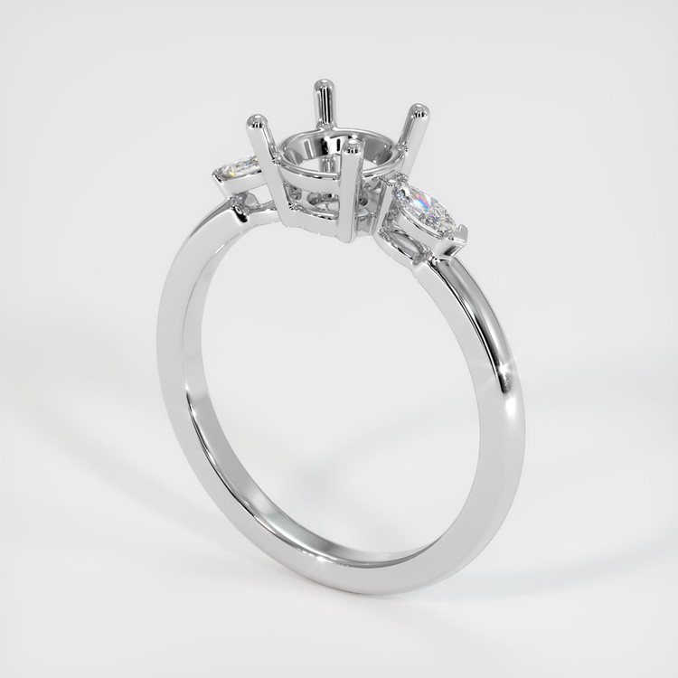 14K White Gold Three Stone Ring Setting