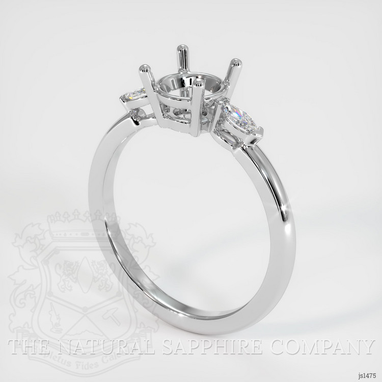 14K White Gold Three Stone Ring Setting