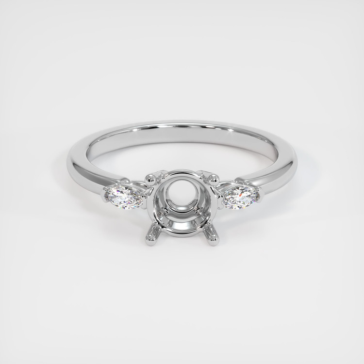 14K White Gold Three Stone Ring Setting