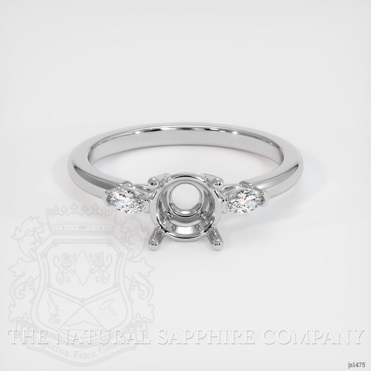 14K White Gold Three Stone Ring Setting
