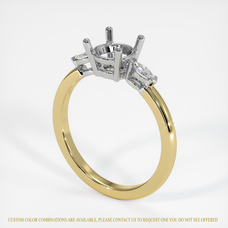 14K White & Yellow Three Stone Ring Setting