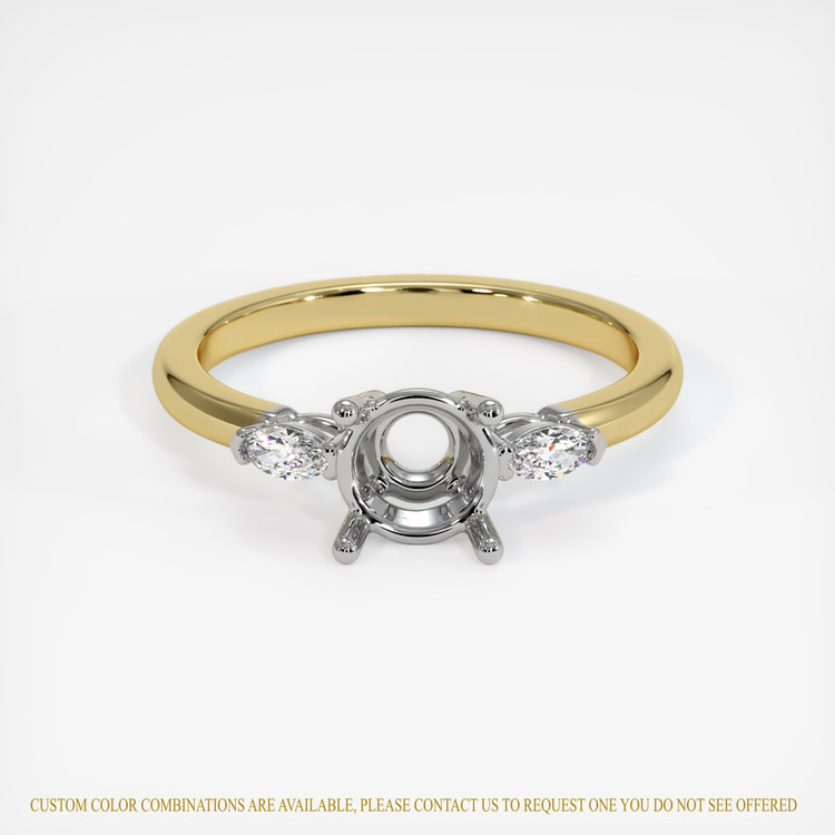 14K White & Yellow Three Stone Ring Setting