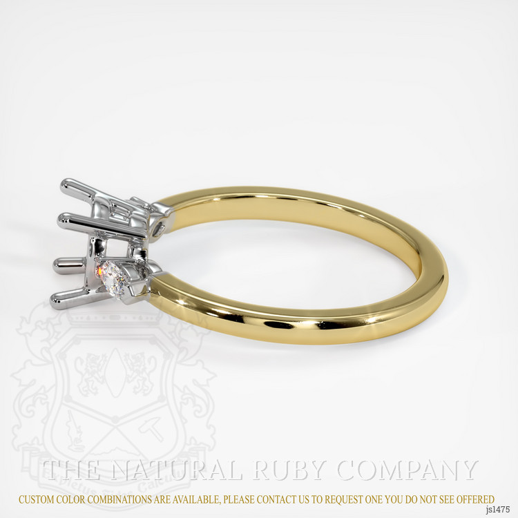 14K White & Yellow Three Stone Ring Setting