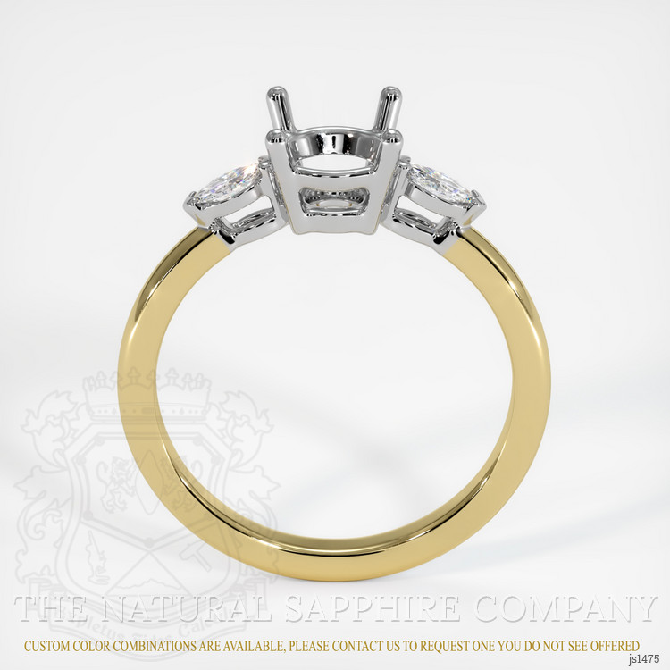 14K White & Yellow Three Stone Ring Setting