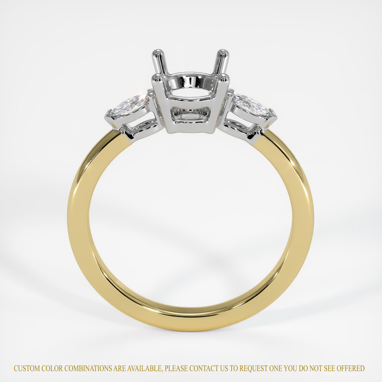 14K White & Yellow Three Stone Ring Setting