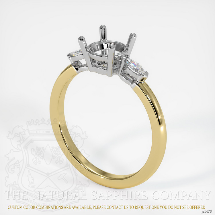 18K White & Yellow Three Stone Ring Setting