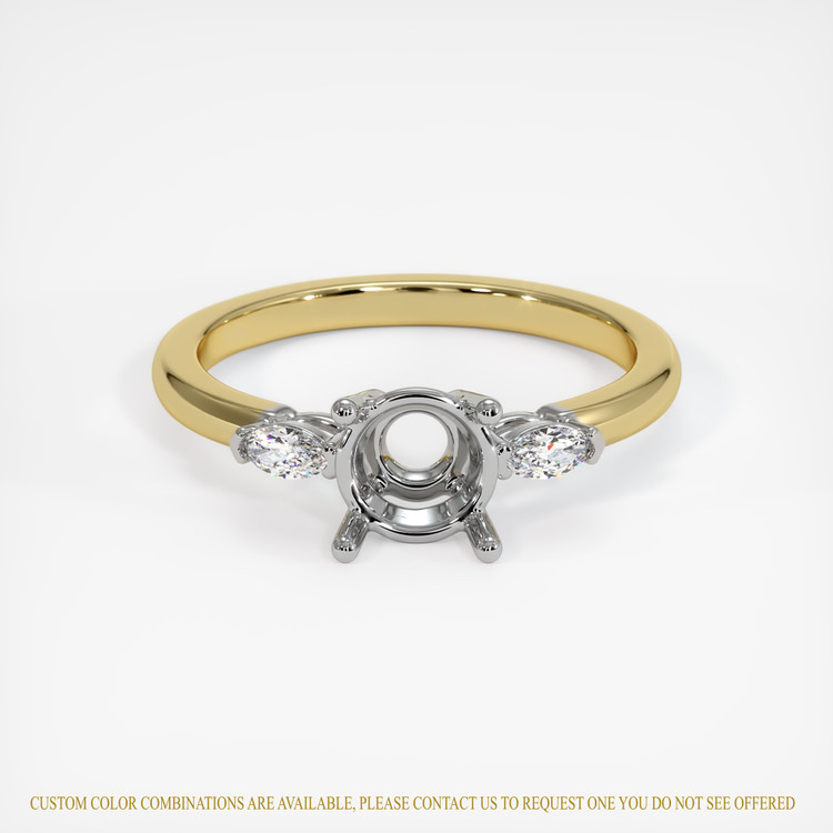 18K White & Yellow Three Stone Ring Setting