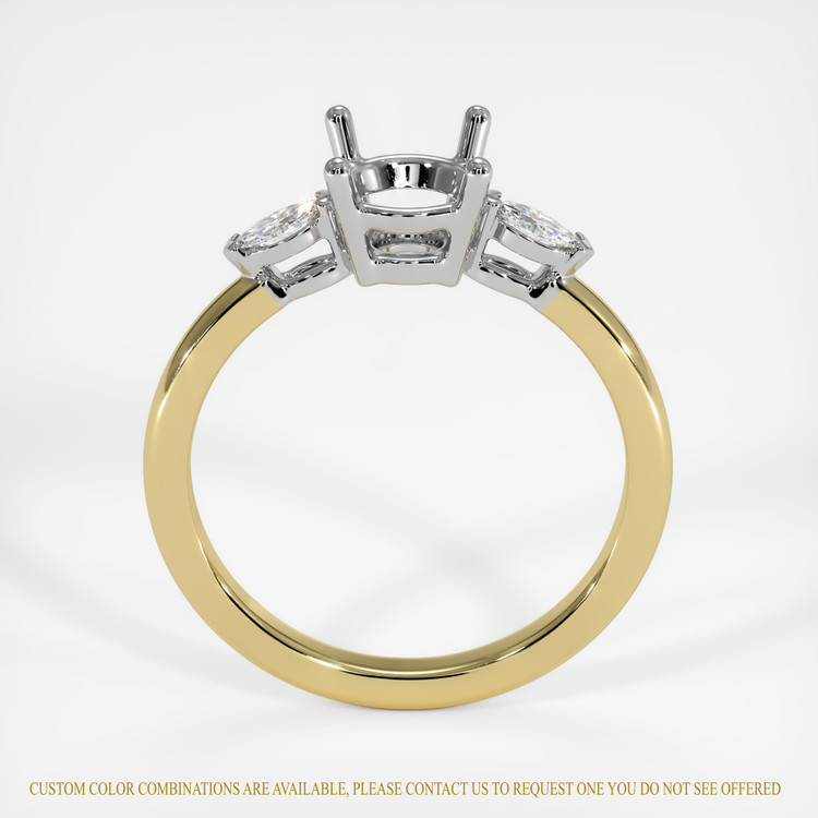 18K White & Yellow Three Stone Ring Setting