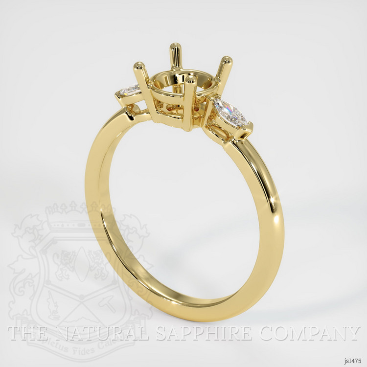 18K Yellow Gold Three Stone Ring Setting
