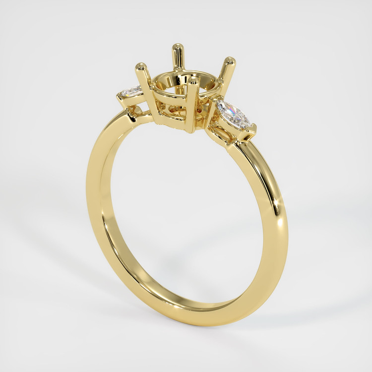 18K Yellow Gold Three Stone Ring Setting