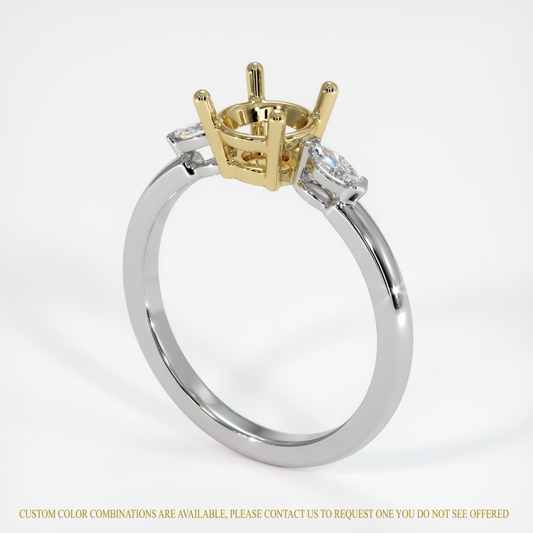 14K Yellow & White Three Stone Ring Setting