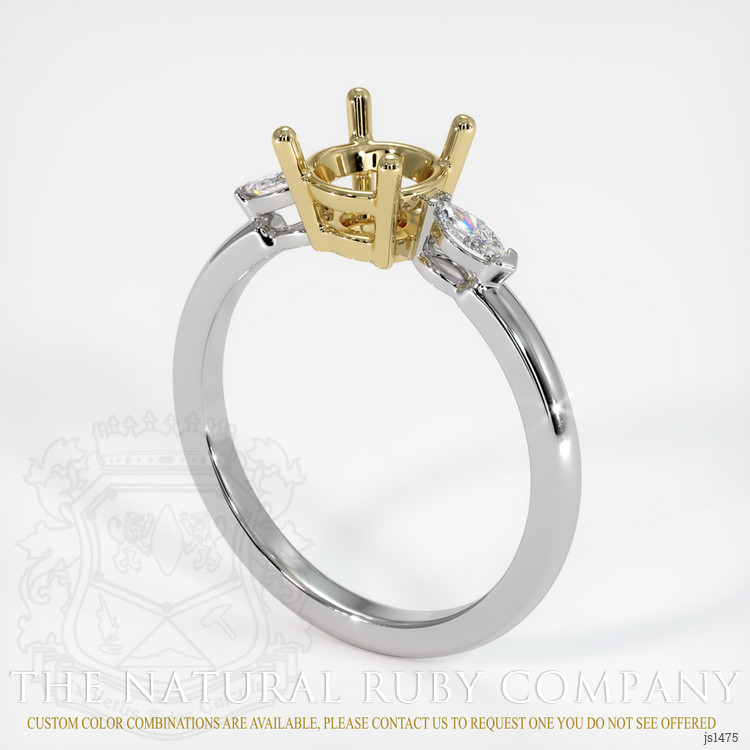 14K Yellow & White Three Stone Ring Setting