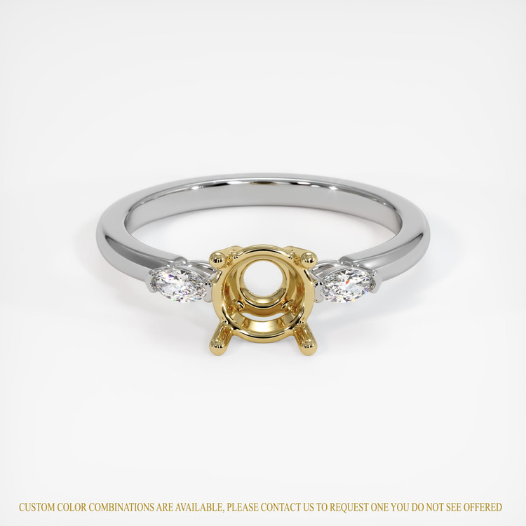 14K Yellow & White Three Stone Ring Setting