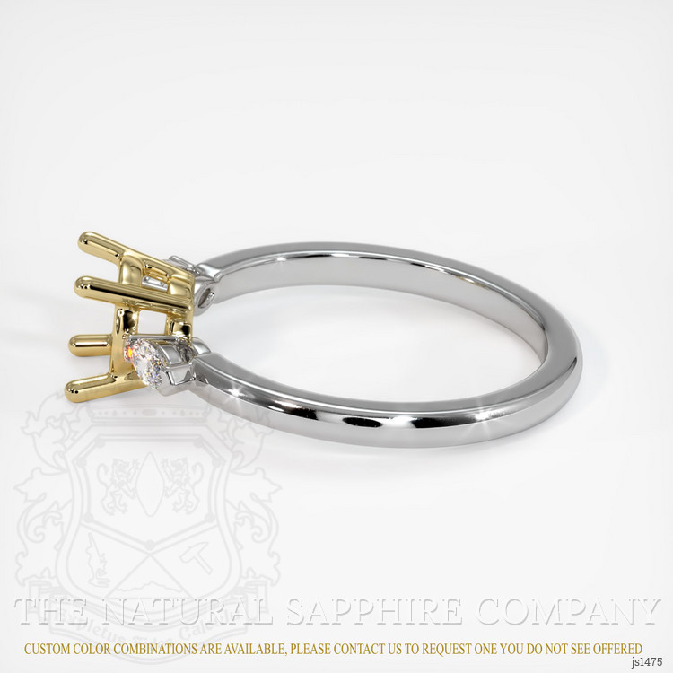 14K Yellow & White Three Stone Ring Setting