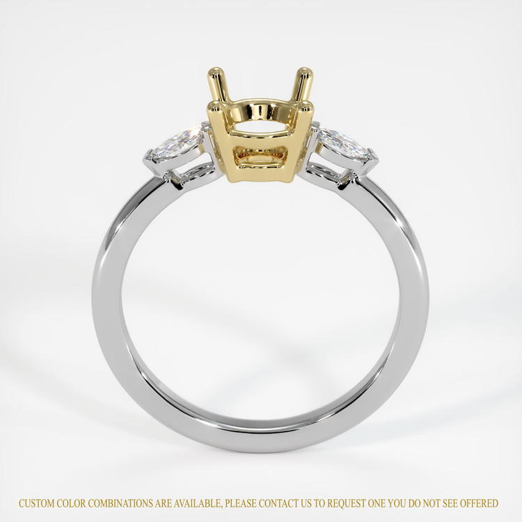 14K Yellow & White Three Stone Ring Setting