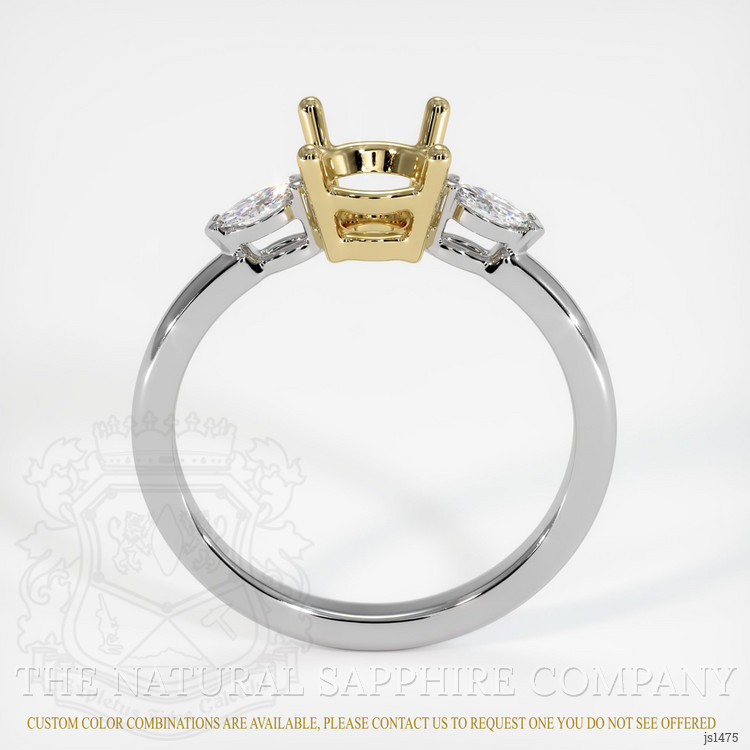 14K Yellow & White Three Stone Ring Setting