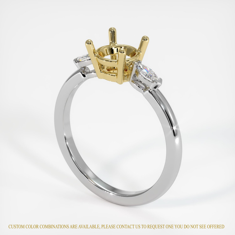 18K Yellow & White Three Stone Ring Setting