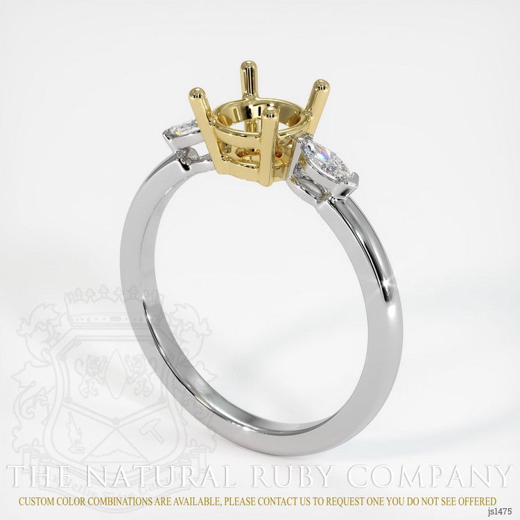 18K Yellow & White Three Stone Ring Setting