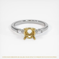 18K Yellow & White Three Stone Ring Setting Image