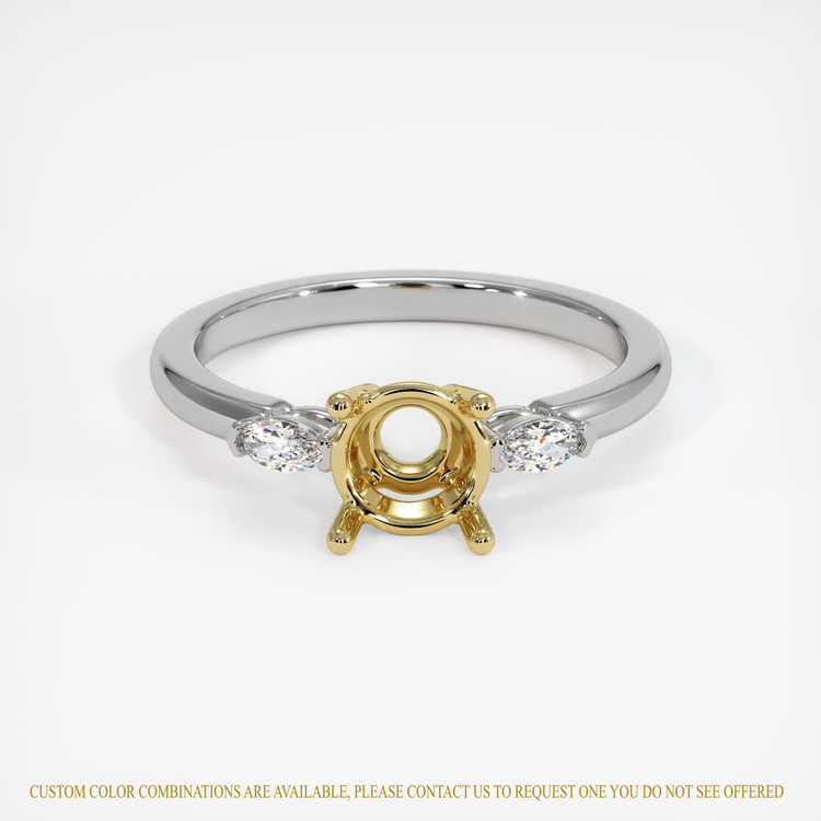 18K Yellow & White Three Stone Ring Setting