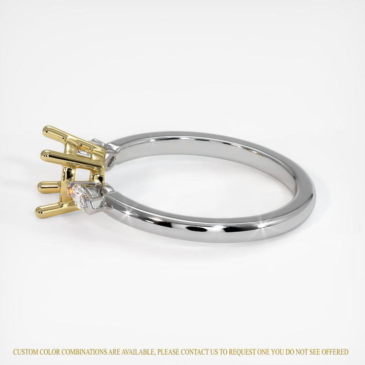 18K Yellow & White Three Stone Ring Setting