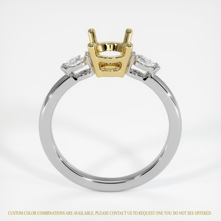 18K Yellow & White Three Stone Ring Setting