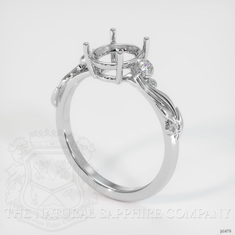 14K White Gold Accent Stones Ring Setting