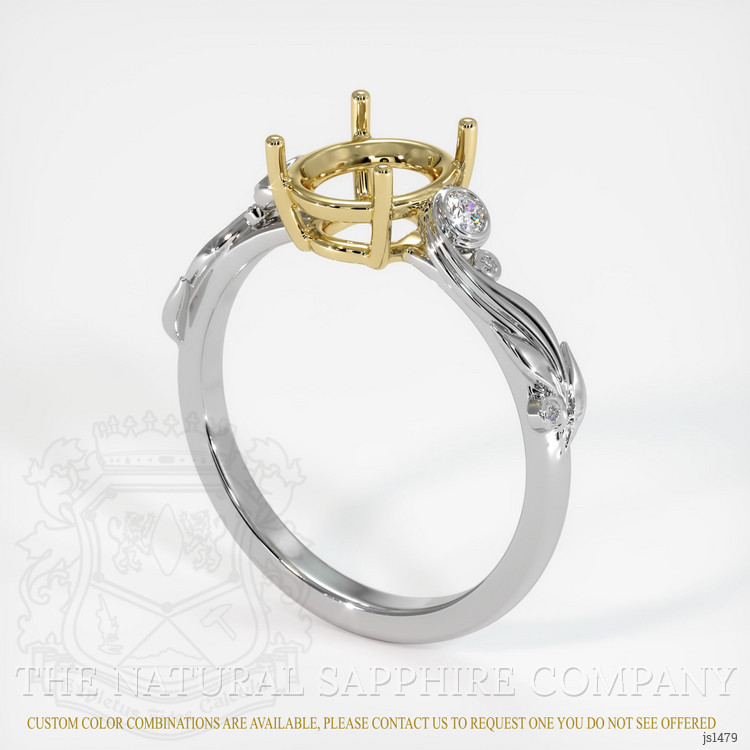 18K Yellow & White Accent Stones Ring Setting