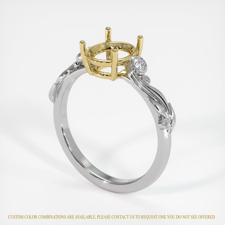 18K Yellow & White Accent Stones Ring Setting