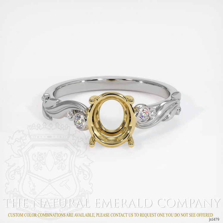 18K Yellow & White Accent Stones Ring Setting