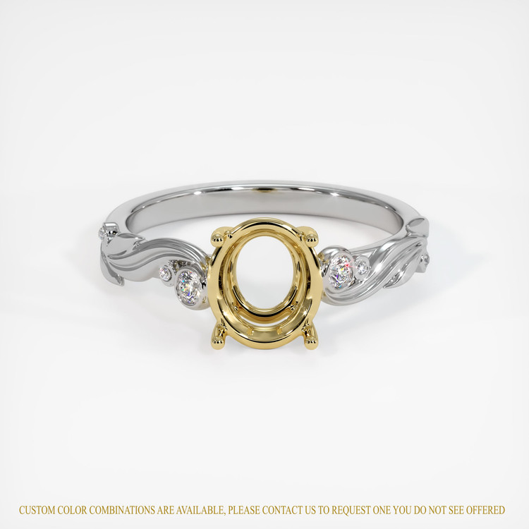 18K Yellow & White Accent Stones Ring Setting