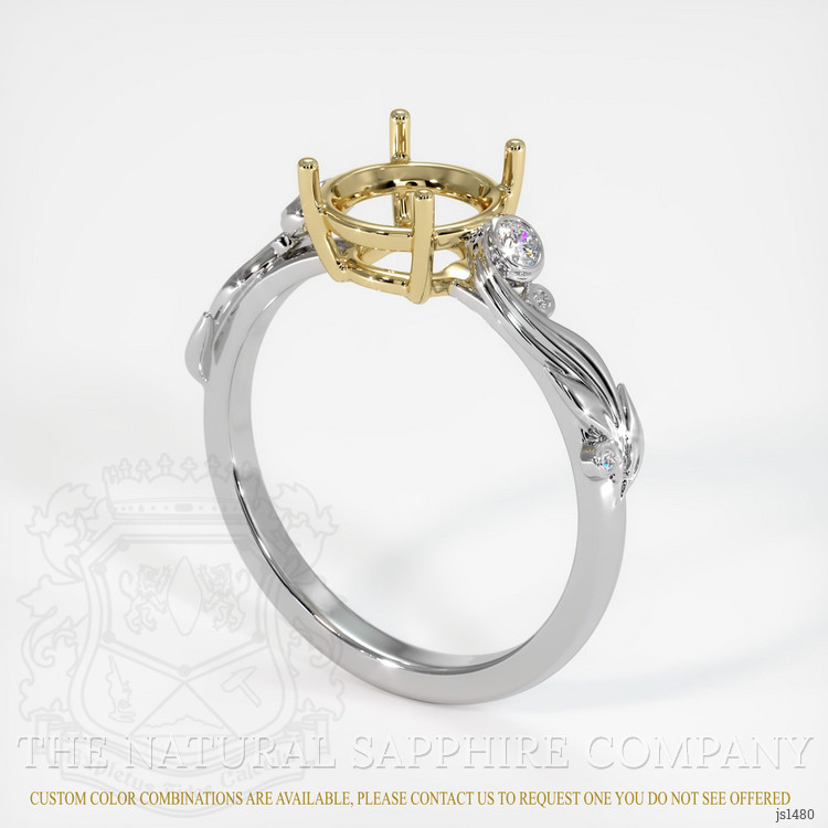 14K Yellow & White Accent Stones Ring Setting