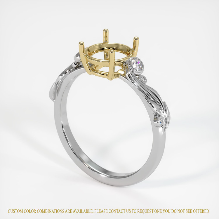 14K Yellow & White Accent Stones Ring Setting