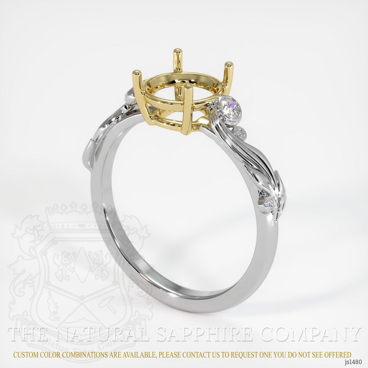 18K Yellow & White Accent Stones Ring Setting
