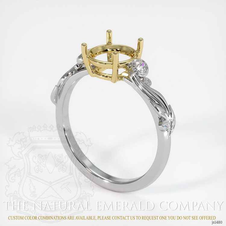 18K Yellow & White Accent Stones Ring Setting