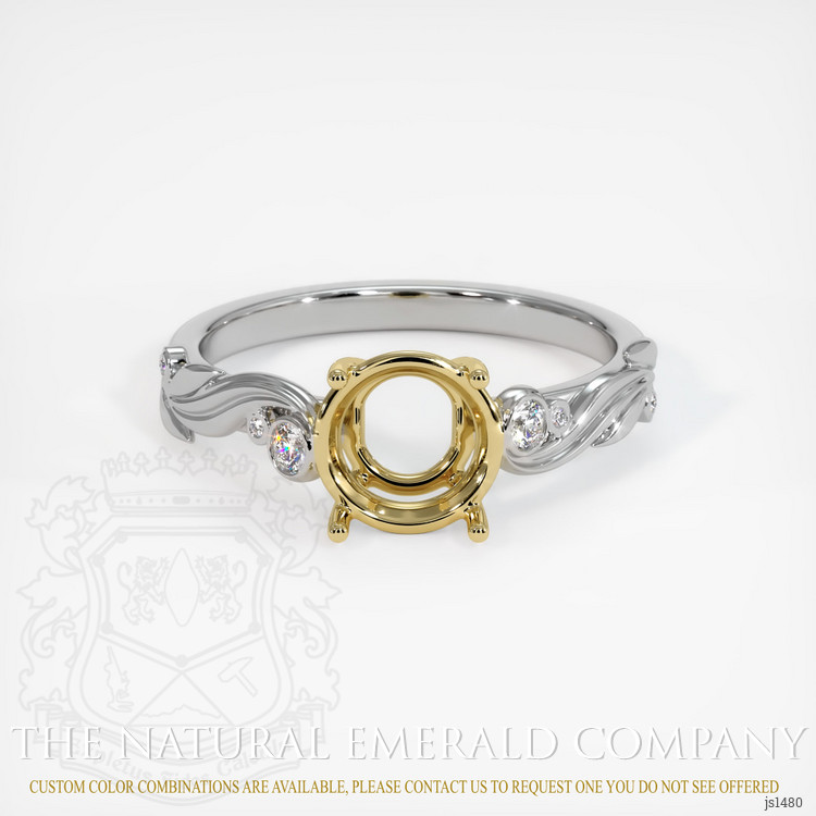 18K Yellow & White Accent Stones Ring Setting