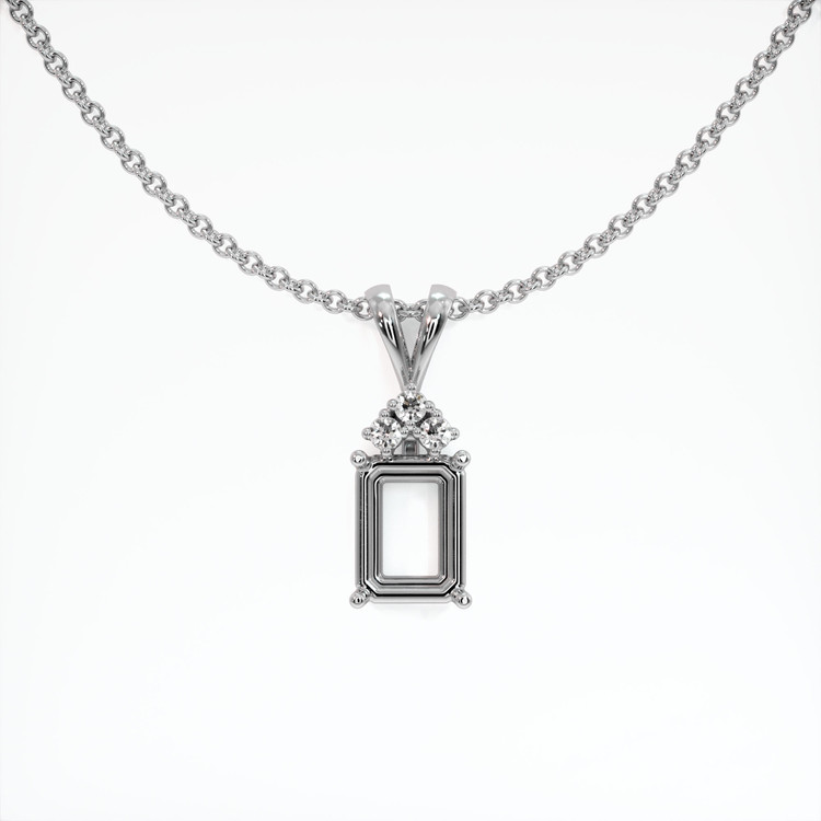 14K White Gold Accent Stones Pendant Setting