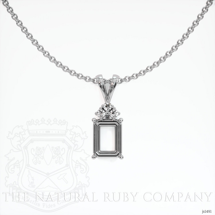 14K White Gold Accent Stones Pendant Setting