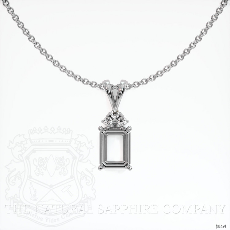14K White Gold Accent Stones Pendant Setting