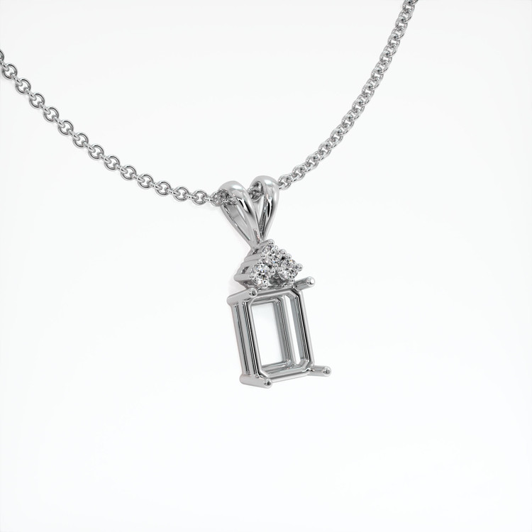14K White Gold Accent Stones Pendant Setting