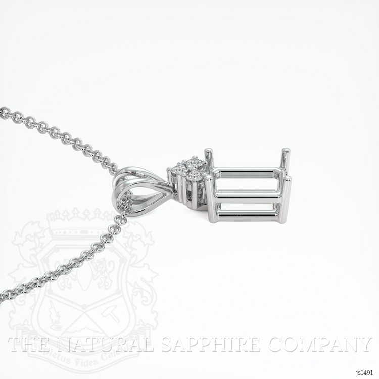 14K White Gold Accent Stones Pendant Setting