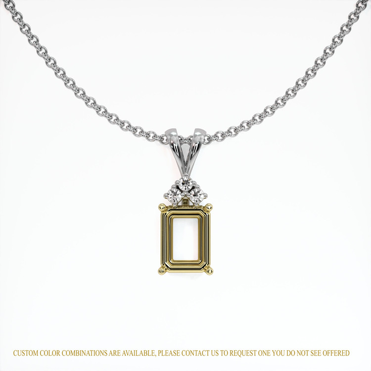 14K Yellow & White Accent Stones Pendant Setting