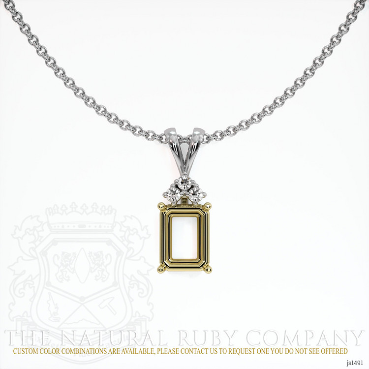 14K Yellow & White Accent Stones Pendant Setting