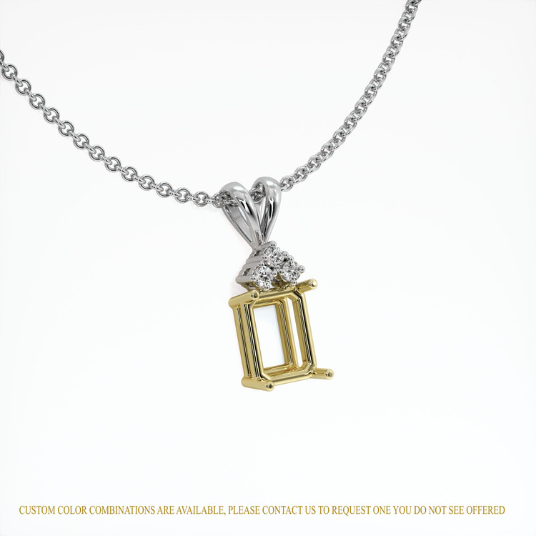 14K Yellow & White Accent Stones Pendant Setting
