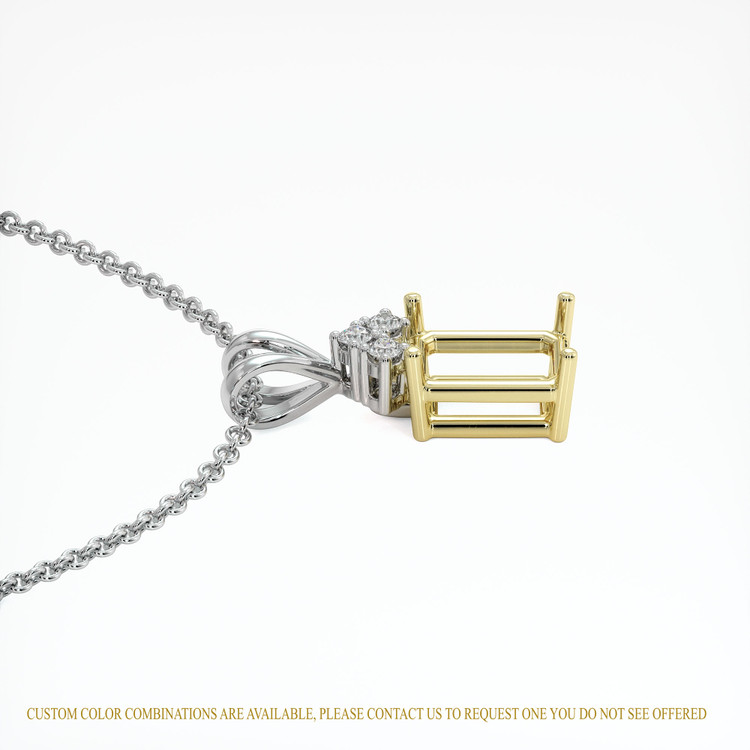 14K Yellow & White Accent Stones Pendant Setting