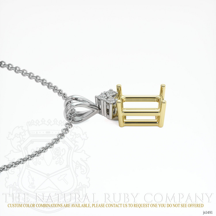 14K Yellow & White Accent Stones Pendant Setting