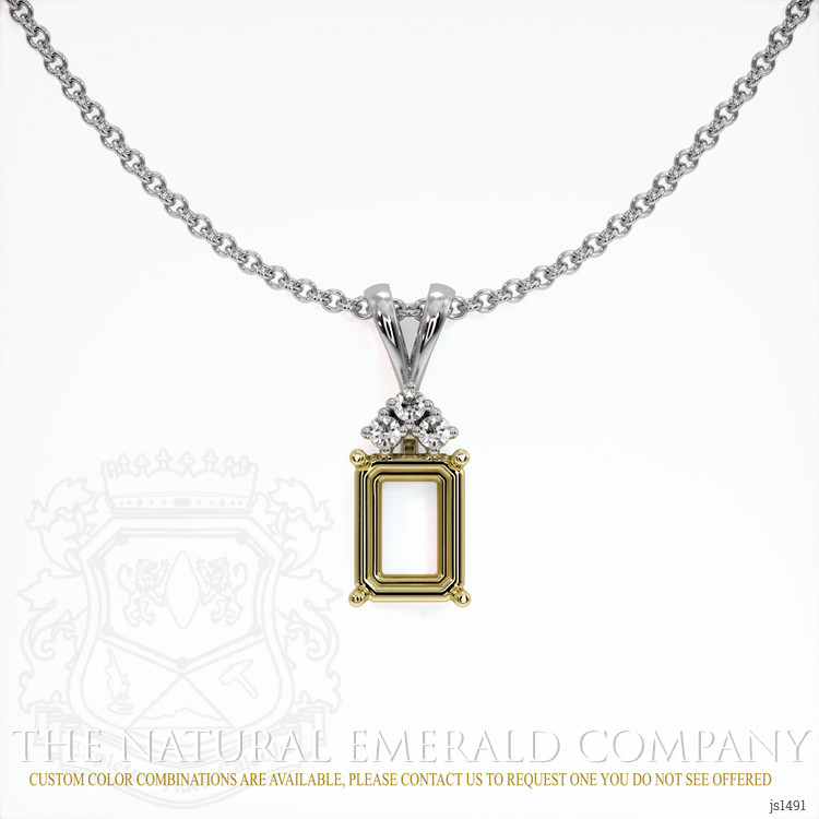 18K Yellow & White Accent Stones Pendant Setting
