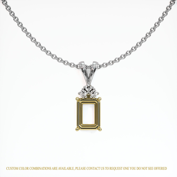 18K Yellow & White Accent Stones Pendant Setting