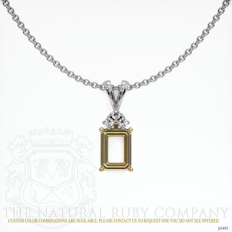 18K Yellow & White Accent Stones Pendant Setting