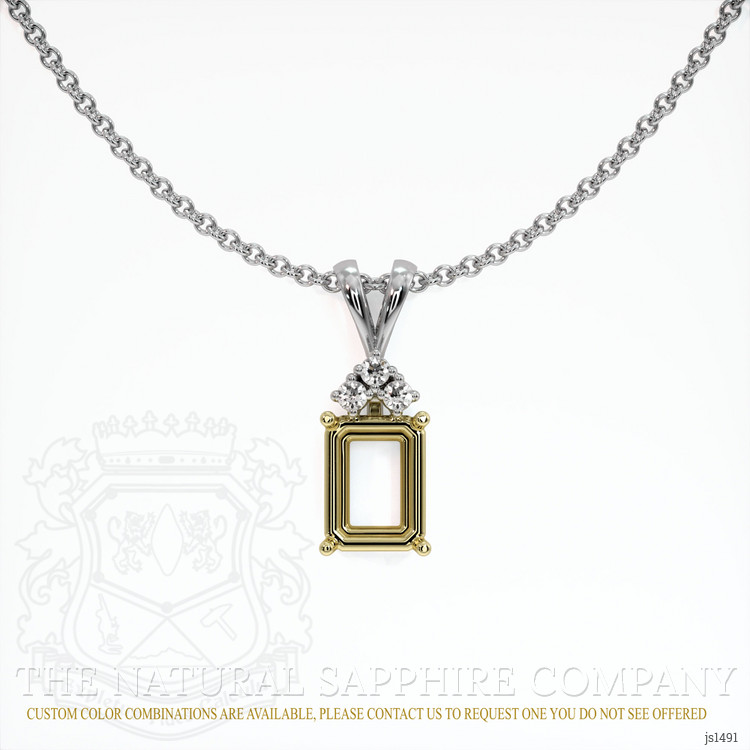 18K Yellow & White Accent Stones Pendant Setting